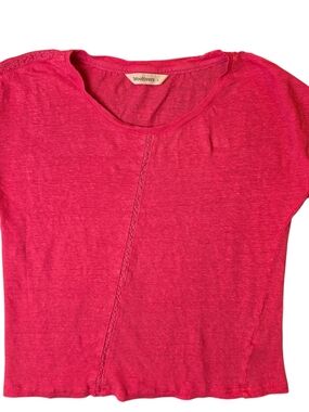 WoolOvers Shirt Womans Small Pink Linen Fairy Hippie Bohemian Classic Neutral
